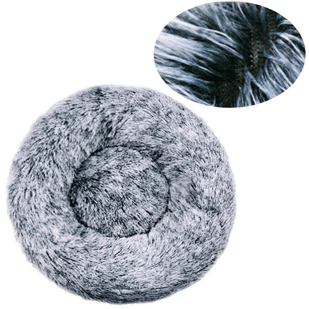 Round Plush Dog & Cat Bed – Washable, Warm & Cozy Pet Sofa