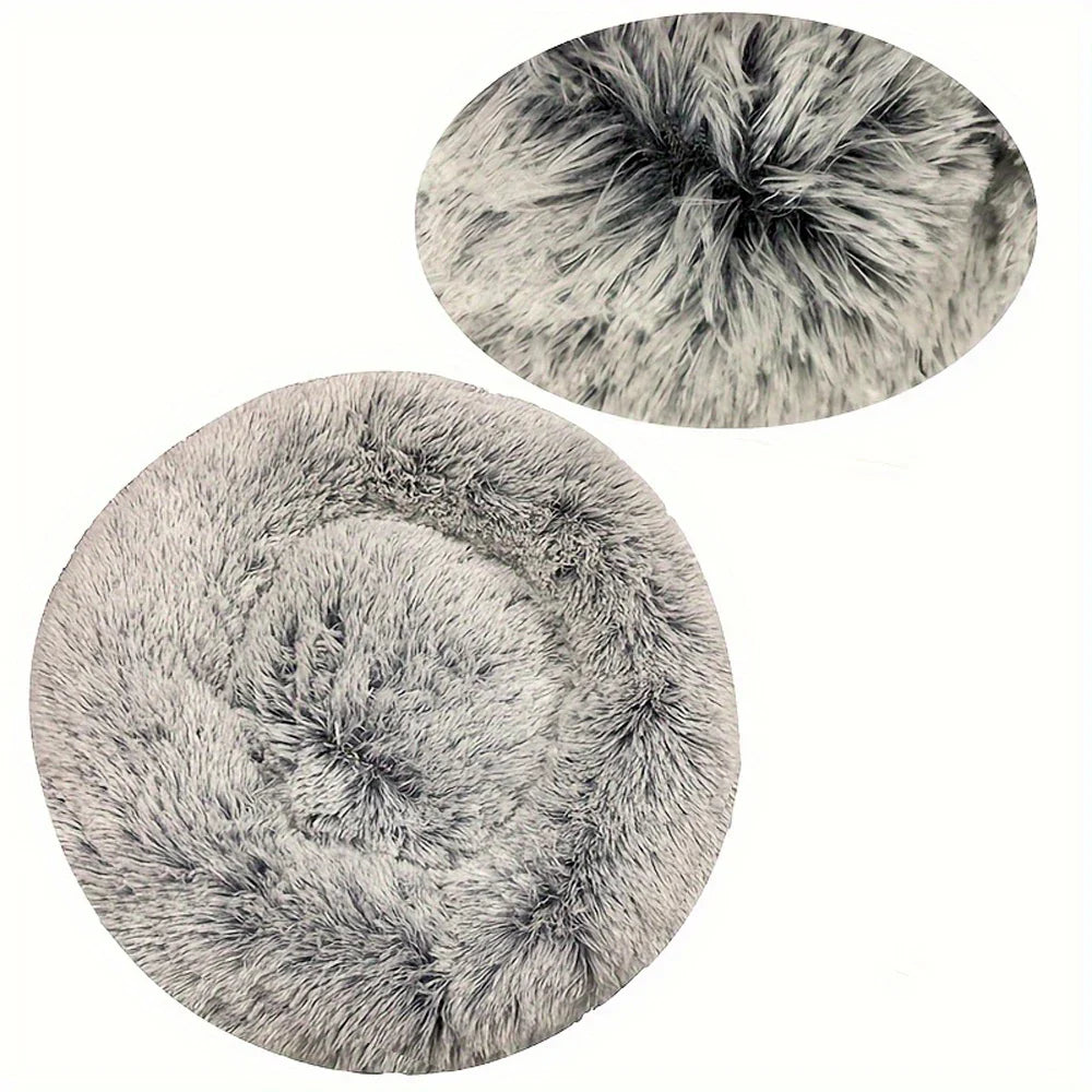 Round Plush Dog & Cat Bed – Washable, Warm & Cozy Pet Sofa