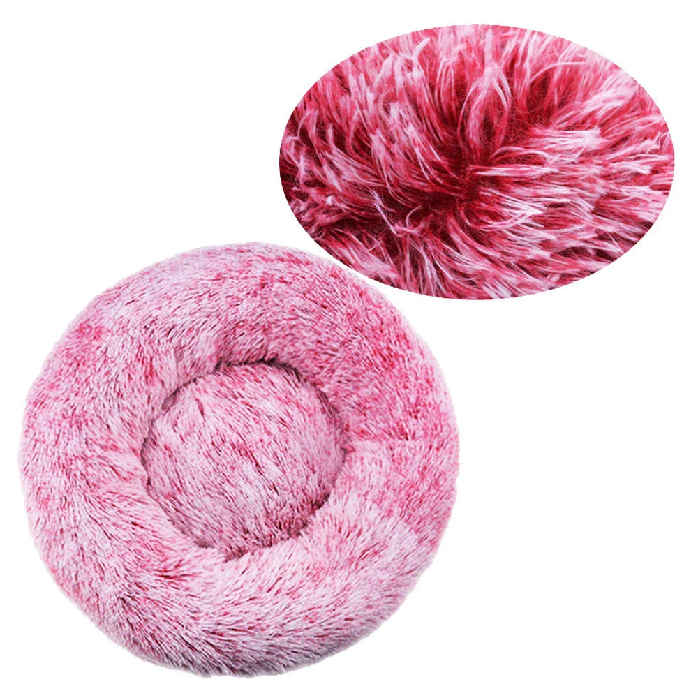 Round Plush Dog & Cat Bed – Washable, Warm & Cozy Pet Sofa