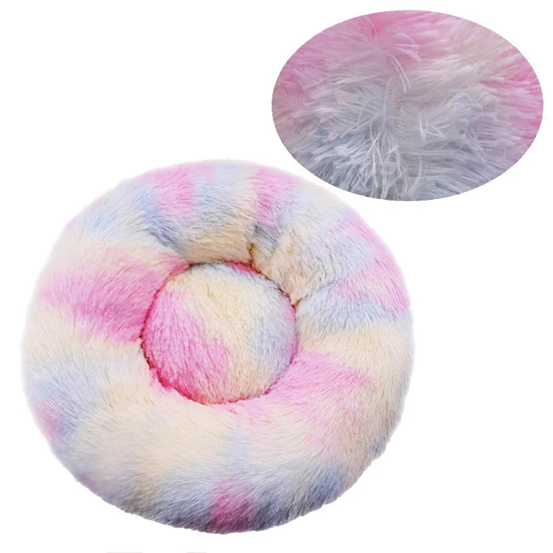 Round Plush Dog & Cat Bed – Washable, Warm & Cozy Pet Sofa