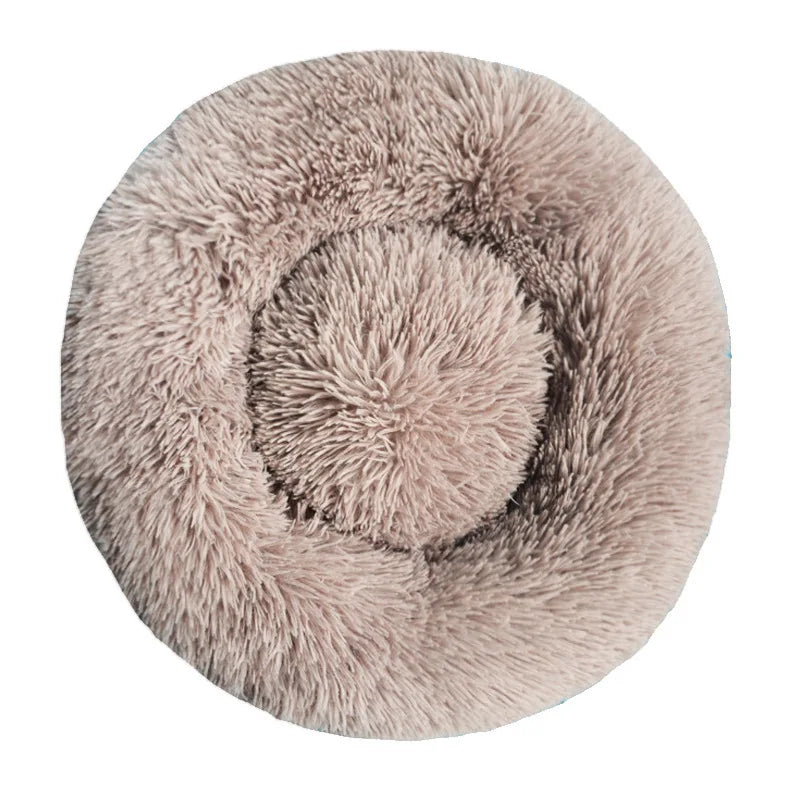 Round Plush Dog & Cat Bed – Washable, Warm & Cozy Pet Sofa