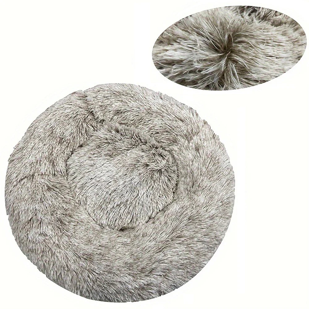 Round Plush Dog & Cat Bed – Washable, Warm & Cozy Pet Sofa