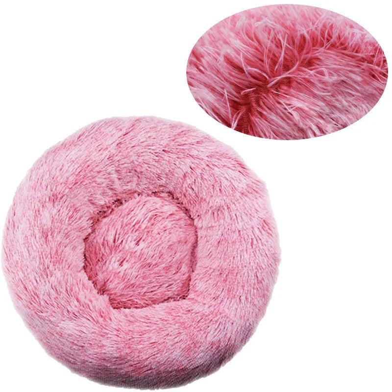 Round Plush Dog & Cat Bed – Washable, Warm & Cozy Pet Sofa