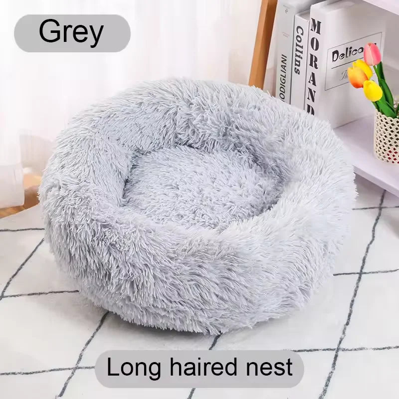 Round Plush Dog & Cat Bed – Washable, Warm & Cozy Pet Sofa